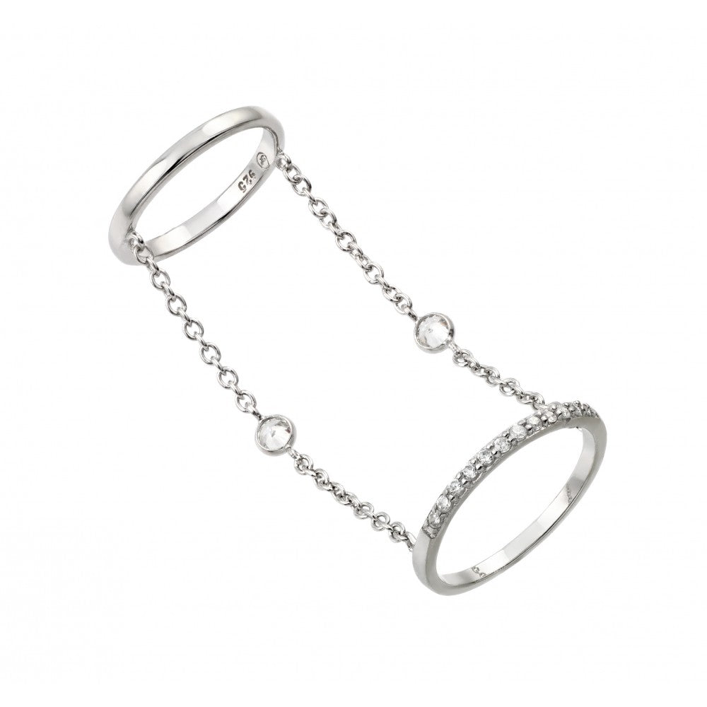 Sterling Silver Rhodium Plated Small Round Sustainable Gemstone Slave Wire Ring