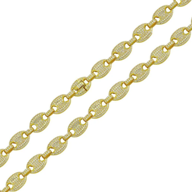 Iced Out Gold Oval Link Chain - 10.5mm