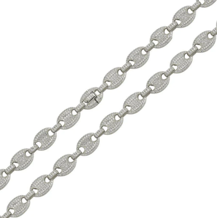 Iced Out Silver Mariner Chain - 10.5mm