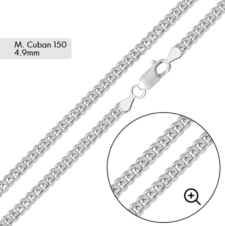Silver Cuban Link Chain - 4.9mm