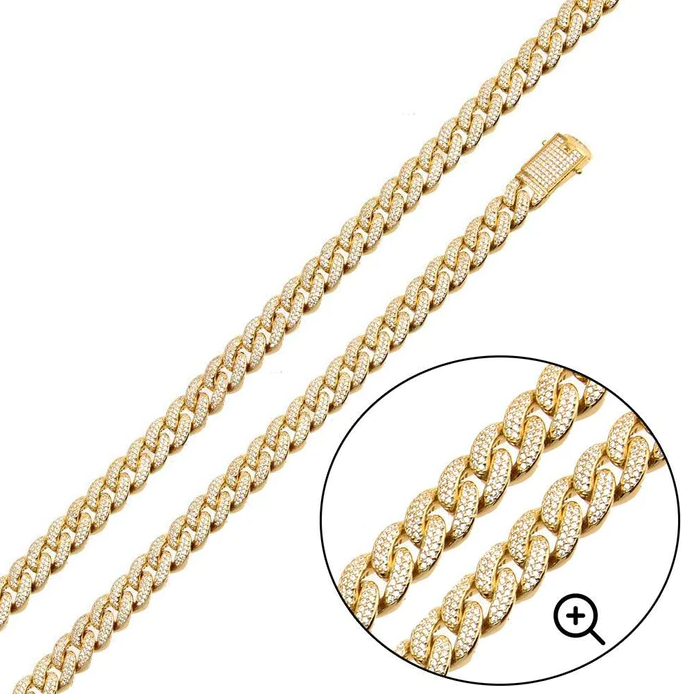 Gold plated Iced Out Cuban Link Chain - 9mm