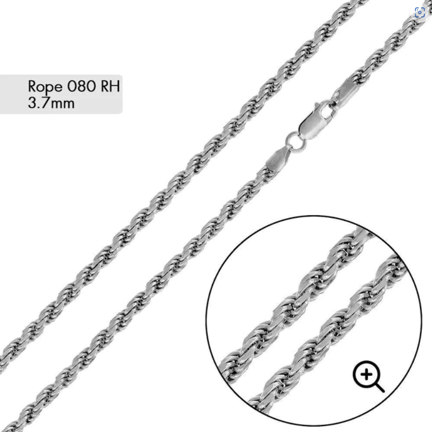 Silver Rope Chain - 3.7mm