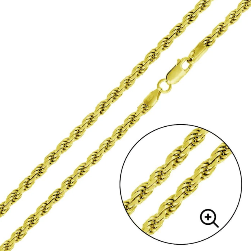 Gold Plated Rope Chain - 4.4mm