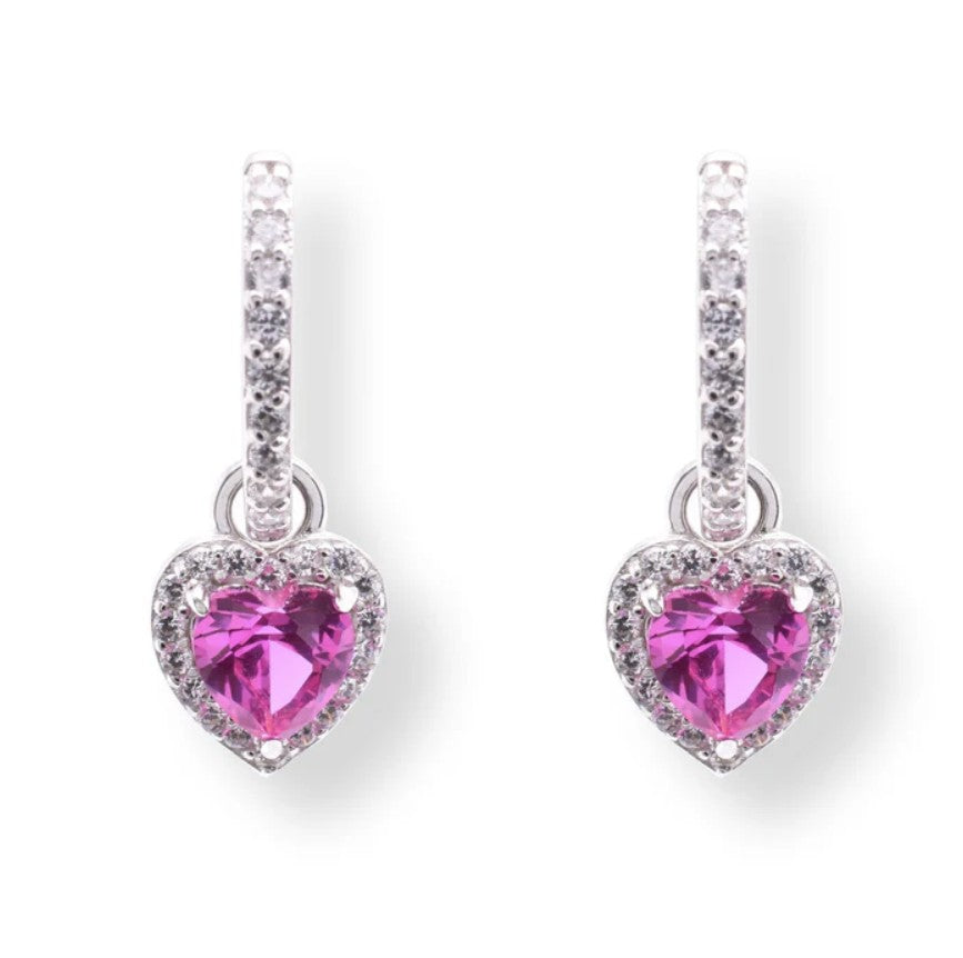 イヤリング TATIANA Silver 925 Amelie Heart Mix Earrings EC1741 Diamond Looping Heart Stud Earrings 1/4 ct tw Sterling