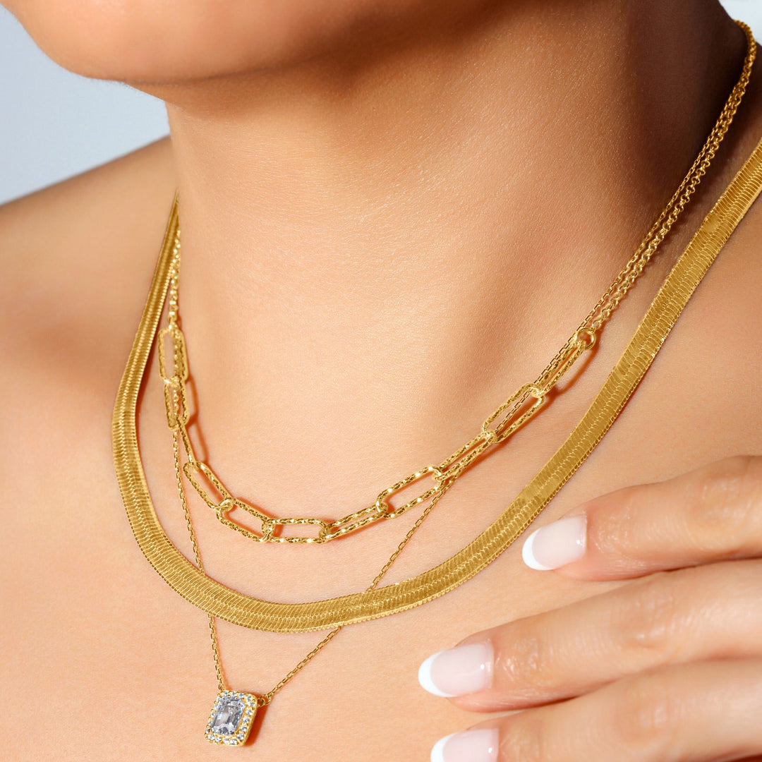 Paper Clip Diamond Cut Necklace