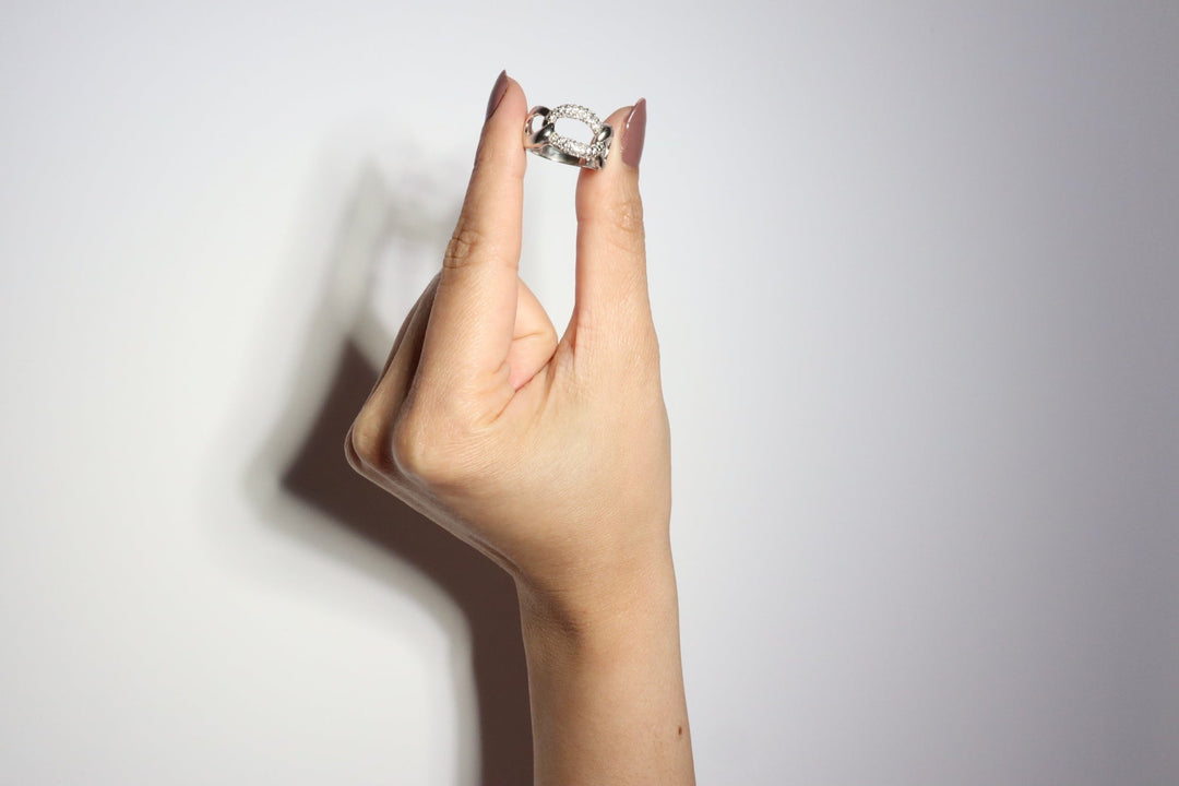 Chain Link Pavé Ring