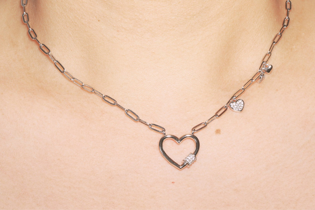 Paper Clip Hearts Necklace