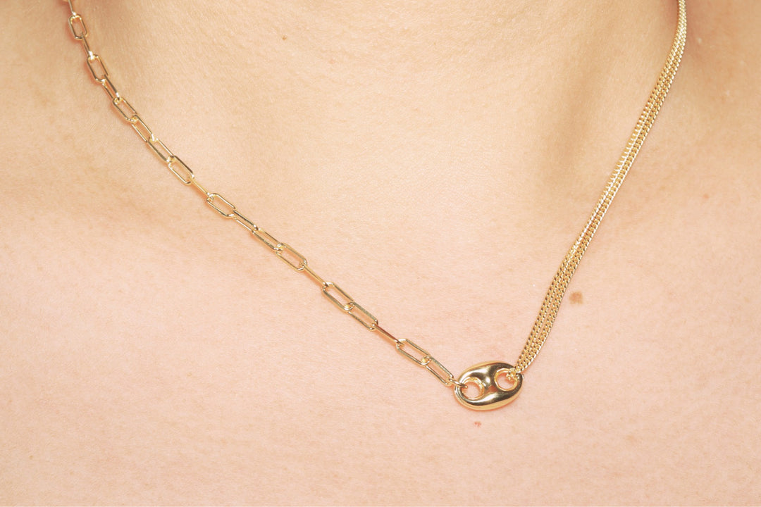 Puffed Mariner Paperclip Necklace