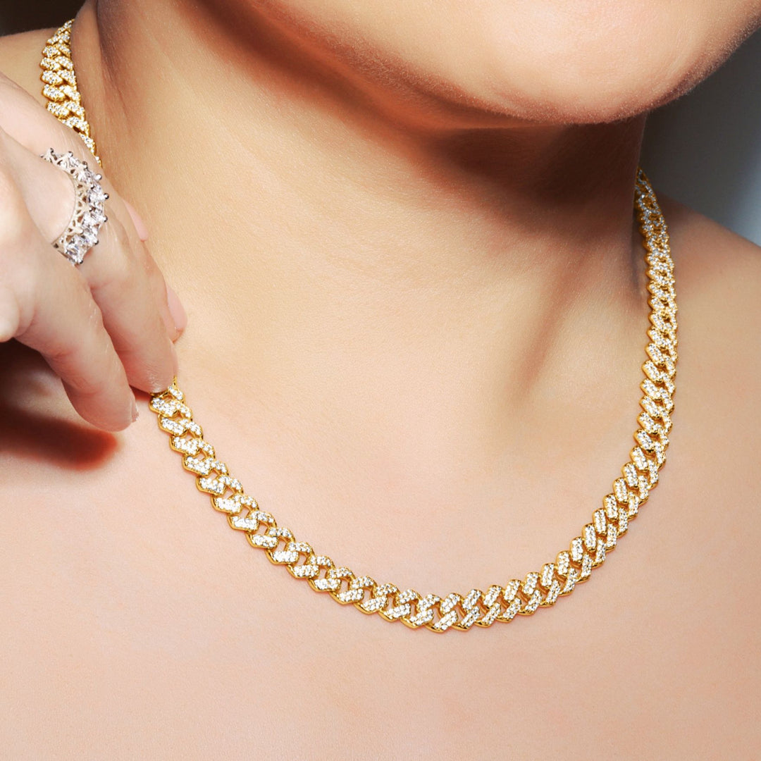 Gold Iced Out Cuban Link Chain - 9.5mm