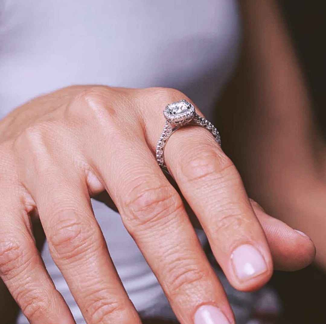 2 Carat Moissanite Round Halo Engagement Ring