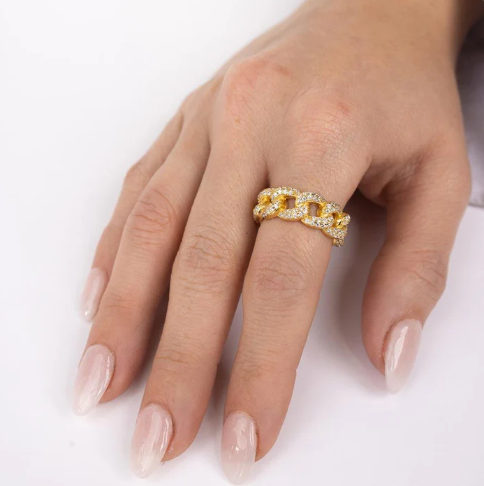 7.3mm Gold Curb Link Ring