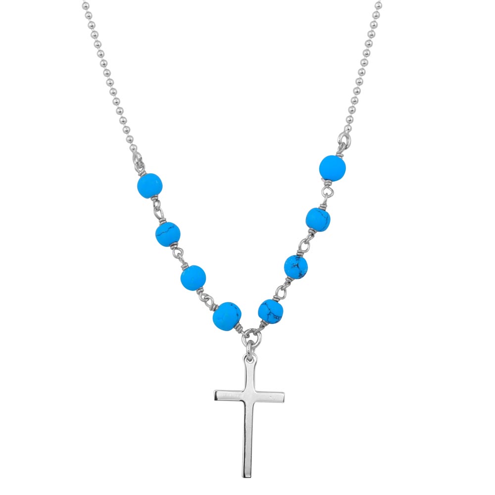 The Turquoise Bead Cross Necklace