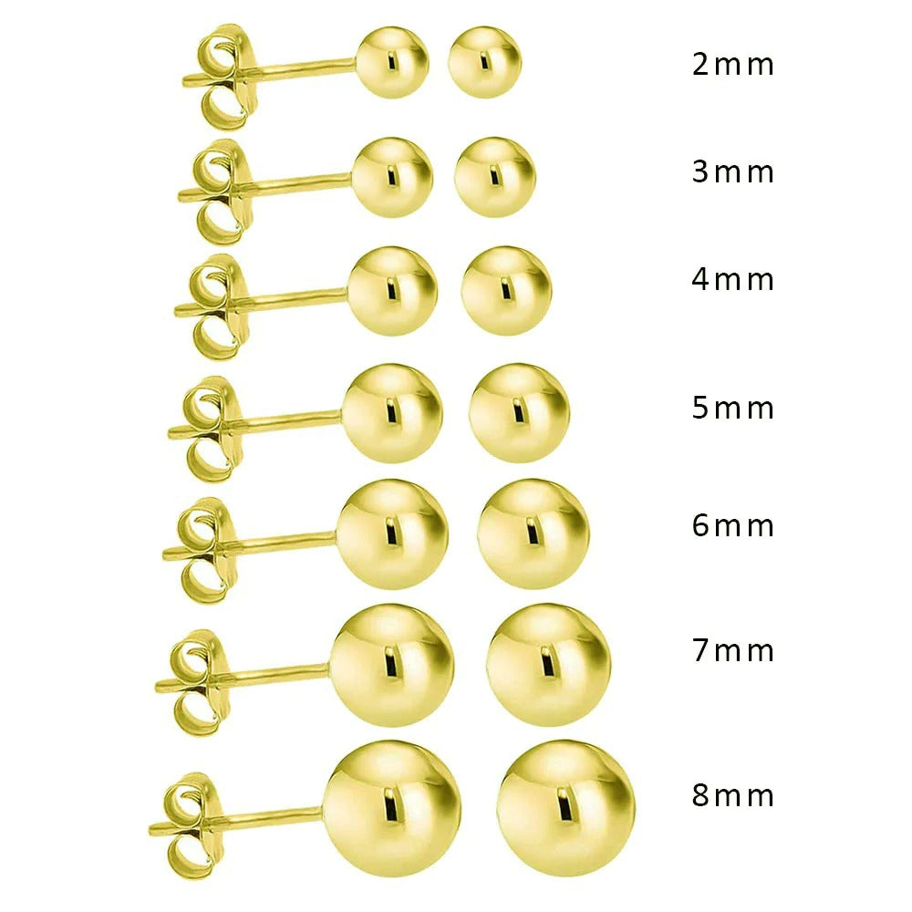 Italian 4mm 18kt Yellow Gold Ball Stud Earrings