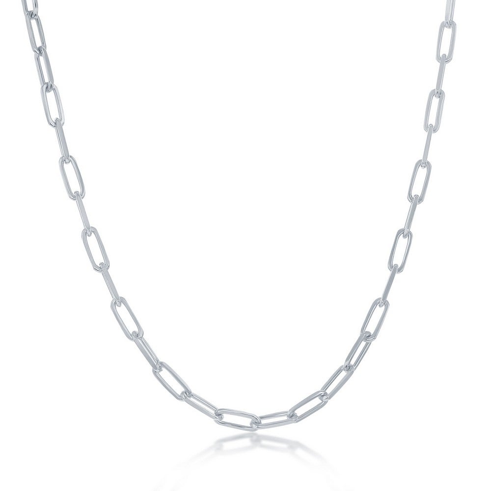 18K White Gold Plated Vermeil 2.8mm Paper Clip Italian Necklace