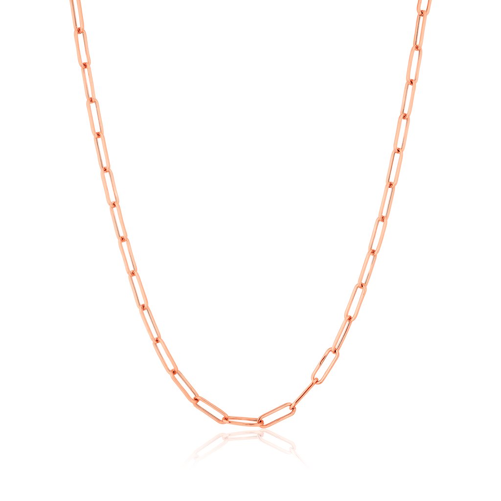 18K Rose Gold Plated Vermeil 2.8mm Paper Clip Italian Necklace