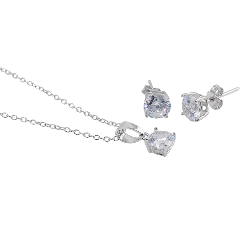 Classic Solitaire Necklace & Earrings