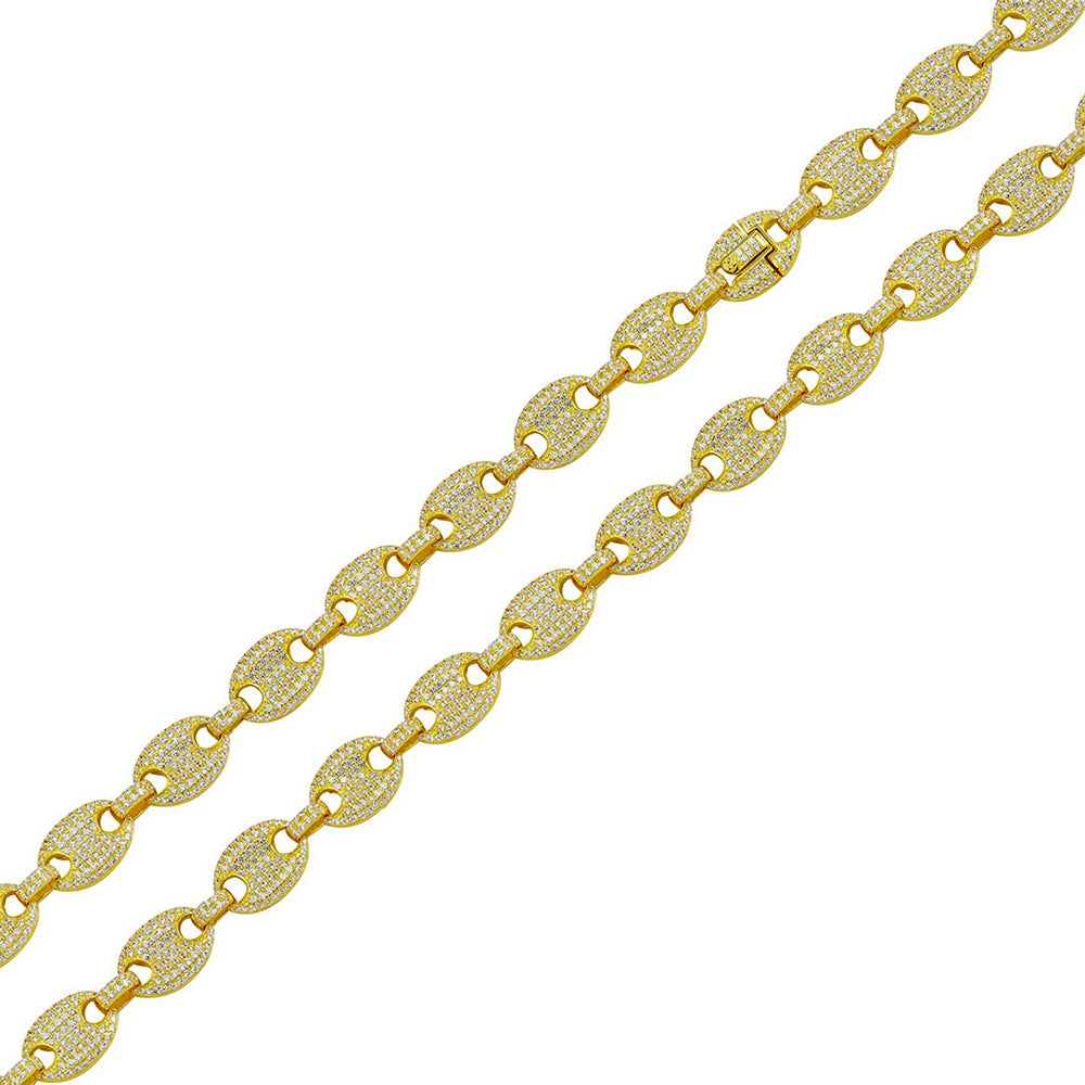 8mm Gold Encrusted Oval Link Chain