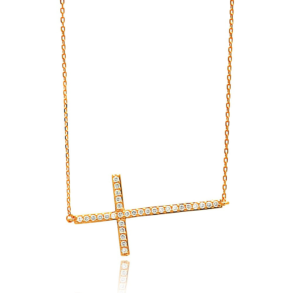 The Classic Sideways Cross Pavé Necklace