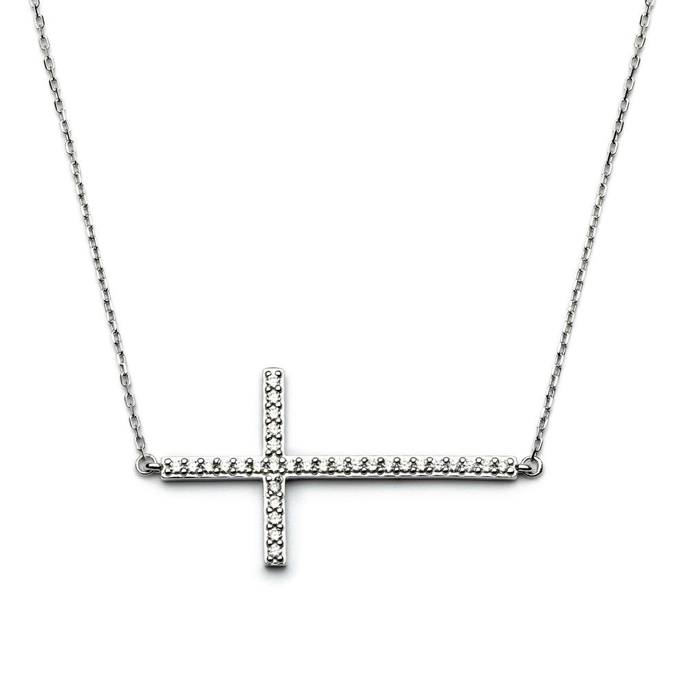 The Classic Sideways Cross Pavé Necklace